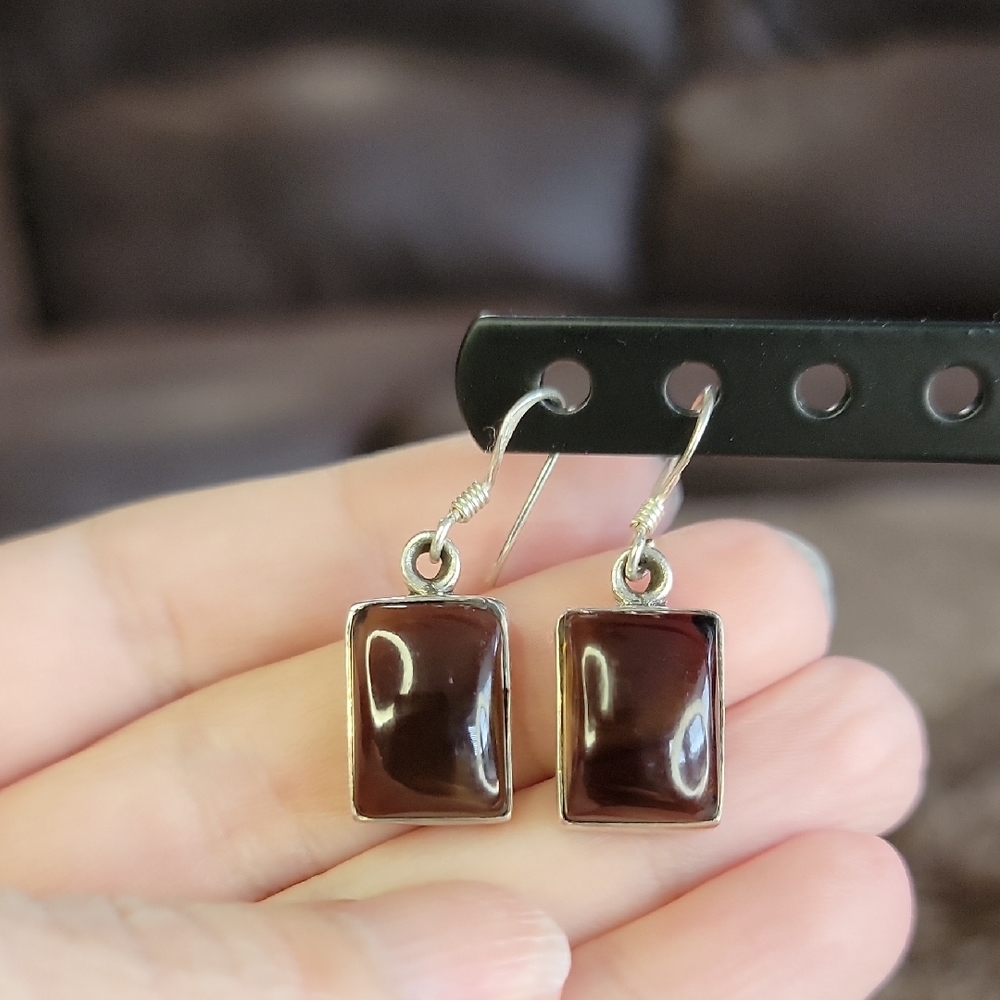 Smoky Quartz Sterling Silver Rectangular Earrings - image 8